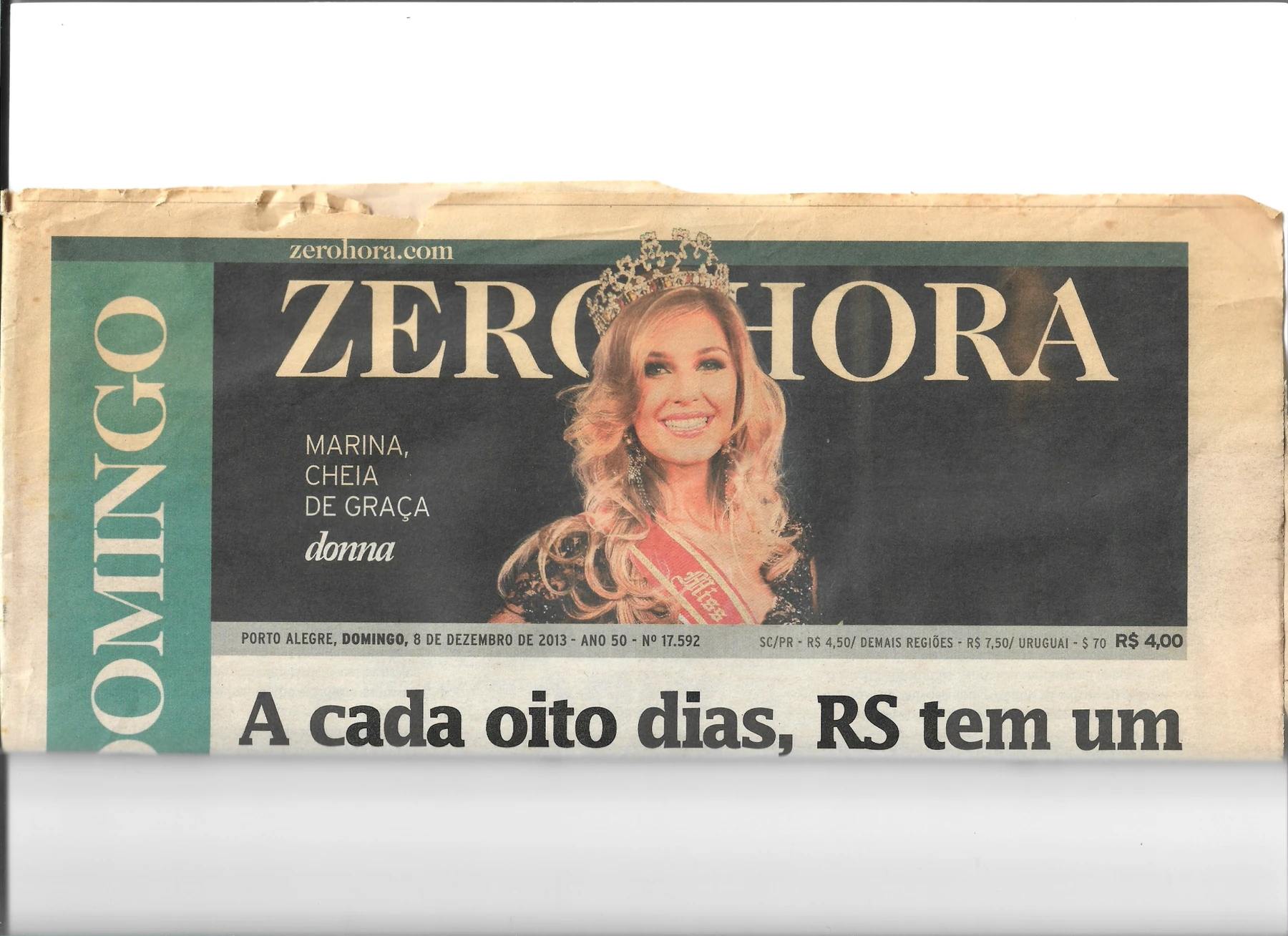 Recorte de imprensa sobre Miss Rio Grande do Sul