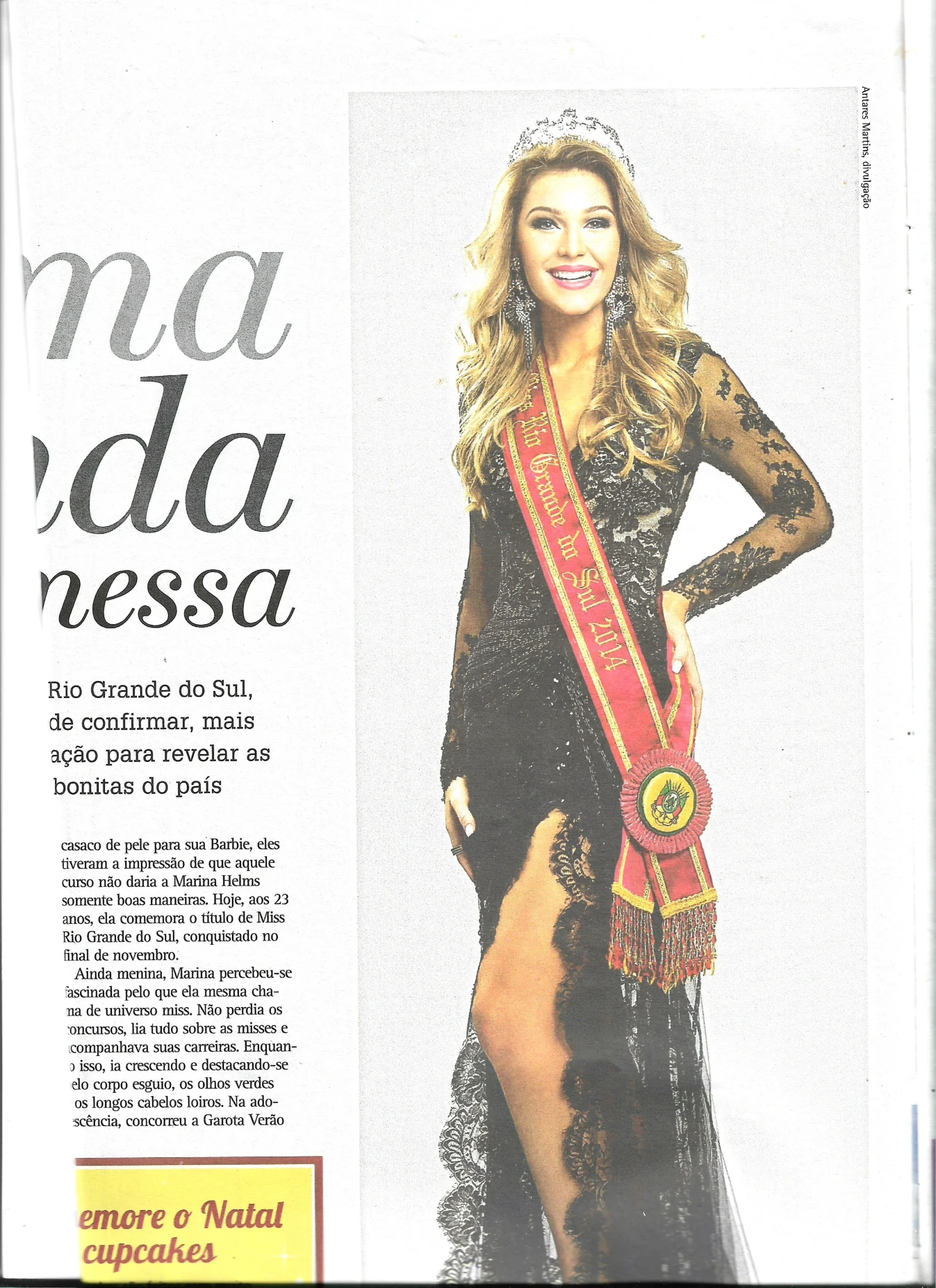 Recorte de imprensa sobre Miss Rio Grande do Sul