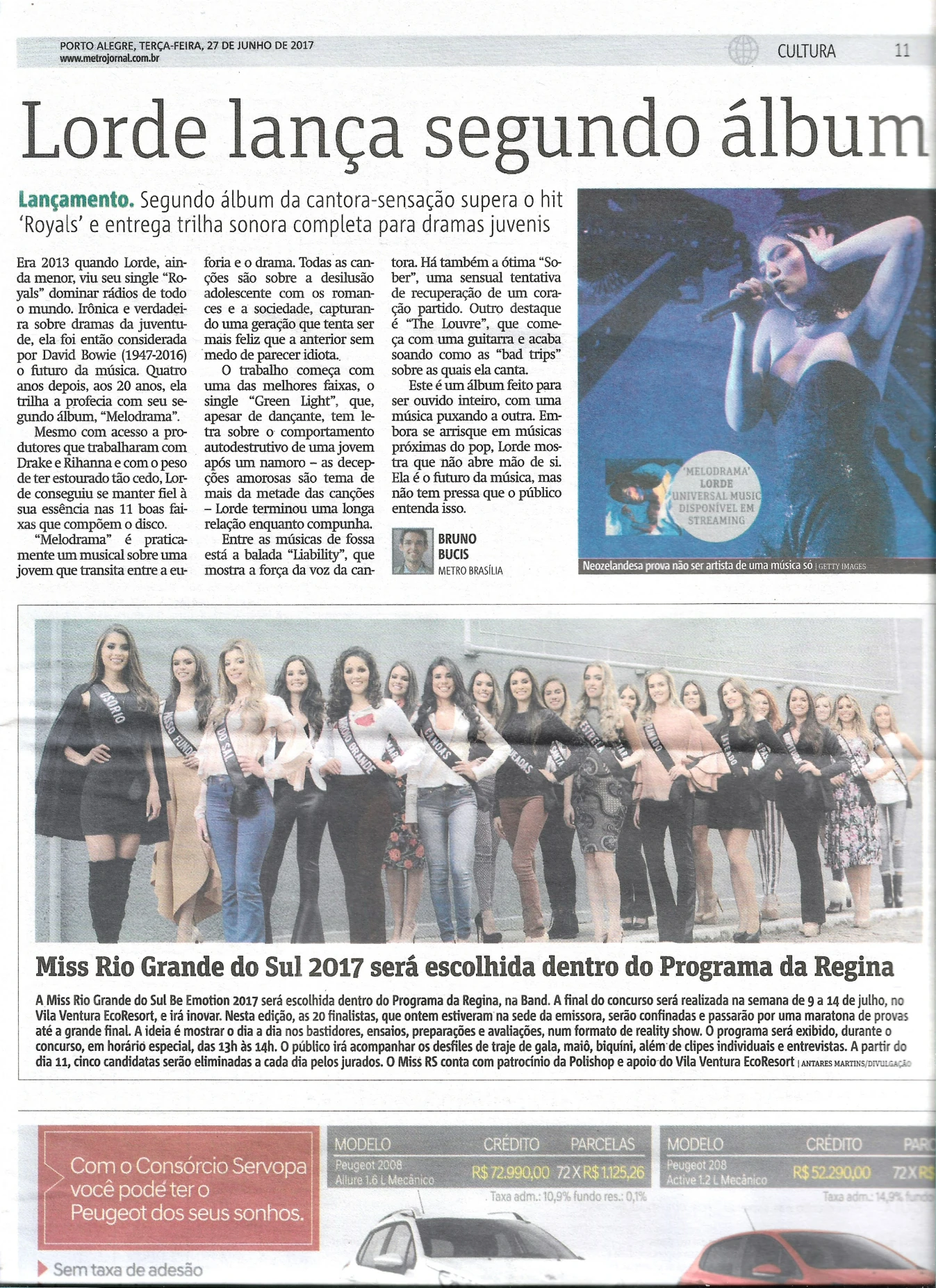 Recorte de imprensa sobre Miss Rio Grande do Sul