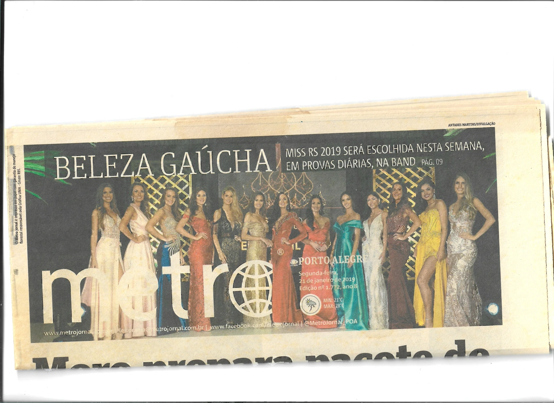 Recorte de imprensa sobre Miss Rio Grande do Sul