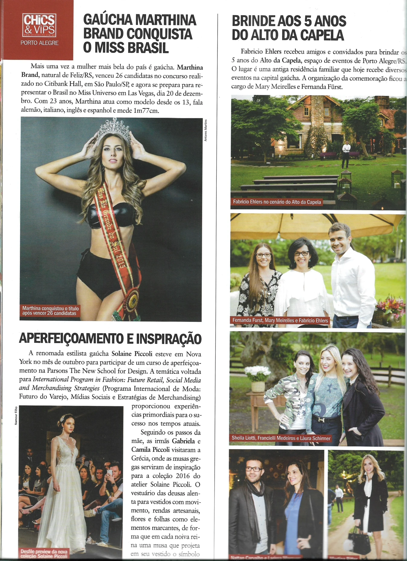 Matéria sobre Marthina Brandt na CHICS & VIPS edição 37